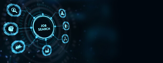 Business, Technology, Internet and network concept. Job Search human resources recruitment career. 3d illustration