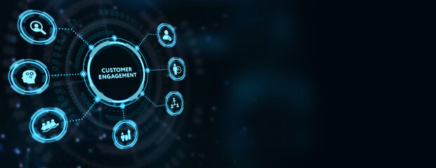 Business, Technology, Internet and network concept. Shows the inscription: CUSTOMER ENGAGEMENT.  3d illustration