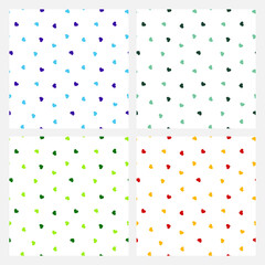 Set of 4 seamless pattern with colorful tiny hearts