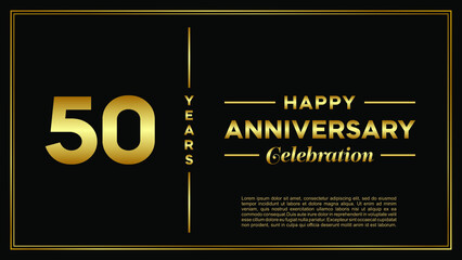 50th years anniversary, vector design for anniversary celebration with gold color on black background, simple and luxury design. logo vector template