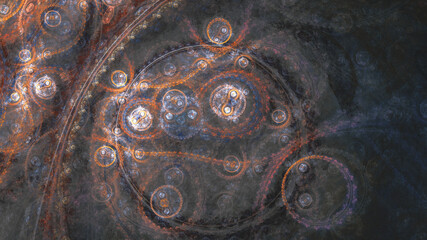 Abstract mechanical fractal, time and steampunk background