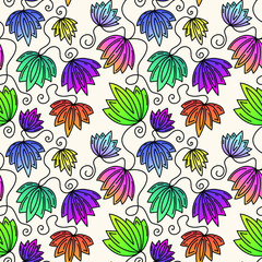 Seamless hand drawn floral cute pattern for textie, texture, wrapping