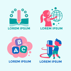 Set of Colorful School Badge and Education