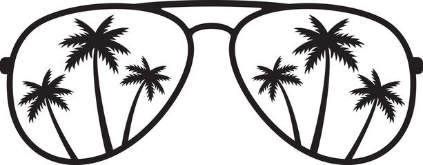 Fototapeta premium Palm Tree Aviator Sunglasses vector illustration
