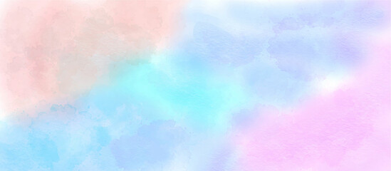 Fantasy smooth light pink, purple shades and blue watercolor paper textured illustration for grunge design, vintage card, templates. Colorful paper textured ink effect grungy wet pastel illustration. 