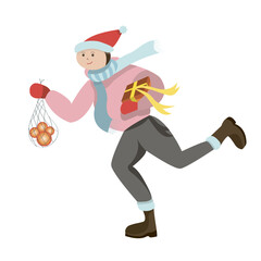 illustration of a person running with a gift