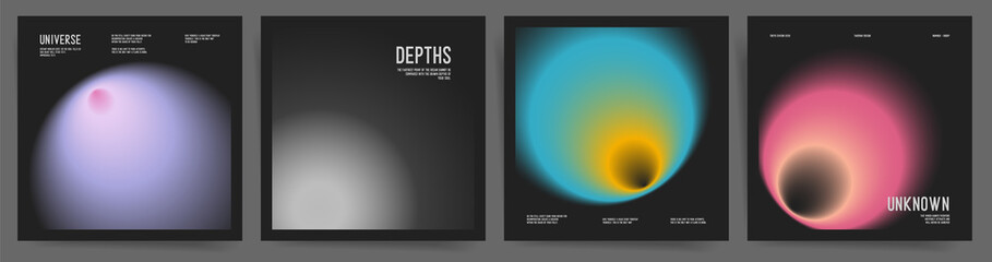 Modern creative artwork backgrounds for social media square post template with blurry soft light gradient in futuristic space style. Gradient futuristic design for album, poster, post. Vector concept
