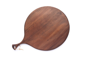 Wood cutting board isolated on white background top view