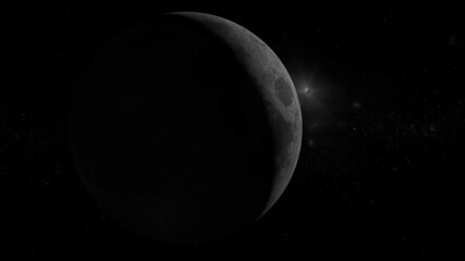 lunar occultation of venus 3d illustration
