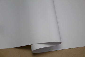 white wrapping paper, mock up, template on brown kraft paper
