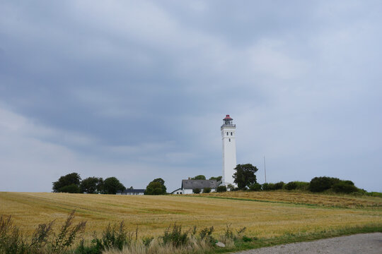 Blick auf den Leuchtturm in Bagenkop auf Langeland in Dänemark