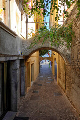Fototapeta na wymiar Architecture of the famous Village of Limone sul Garda on Lake Garda, Italy, Europe