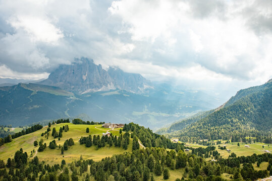 Summer landscape of mount Langkofel, South Tirol, Dolomites mountains, Italy