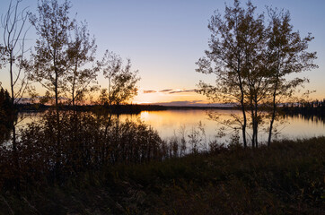 A Colourful Sunset at Astotin Lake, Elk Island National Park