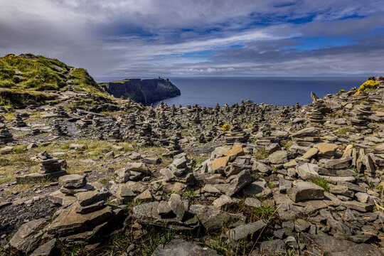 The Wild Atlantic Way, The Cliffs of Moher, The Burren Way hiking trail, The Burren, County Clare, Ireland