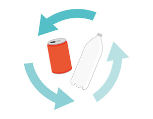 缶とペットボトル　リサイクル　ベクターイラスト