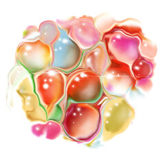 Decorative element of iridescent transparent bubbles