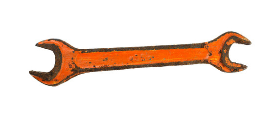 Old wrenches on a white background