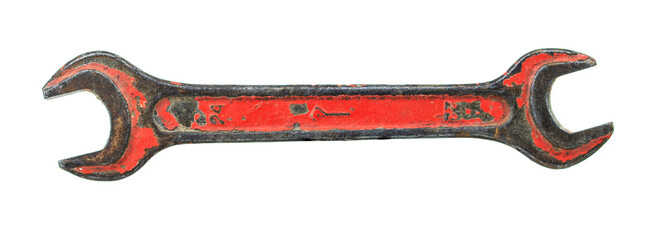An old wrench on a white background