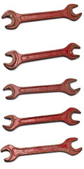 Old wrenches on a white background