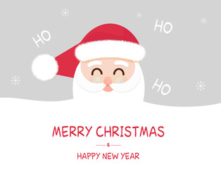 Fototapeta na wymiar Christmas card. Merry Christmas and Happy New Year greeting with Santa Claus. Happy Santa Claus.