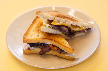 sandwich on a white plate