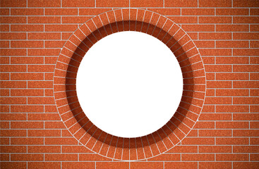 Brick wall and round window with copy space - concept illustration