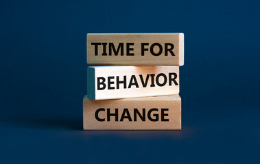 Time for behavior change symbol. Concept words 'Time for behavior change' on wooden blocks. Beautiful grey background. Business and time to behavior change concept. Copy space.