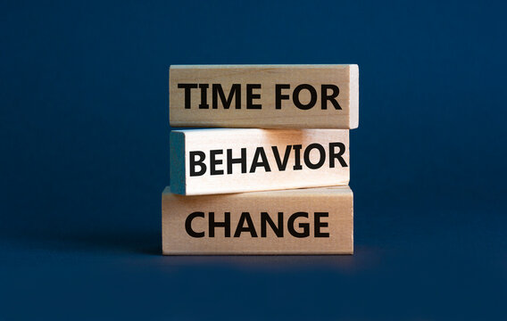 Time for behavior change symbol. Concept words 'Time for behavior change' on wooden blocks. Beautiful grey background. Business and time to behavior change concept. Copy space.