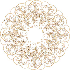 3D-image gold beige floral central ornament  for ceiling decoration