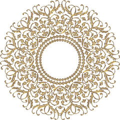 3D-image bronze gold central floral ornament for ceiling decoration