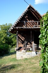 a small old wooden house in the village