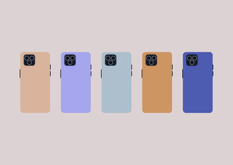 A collection of mobile phones with triple cameras in different colors