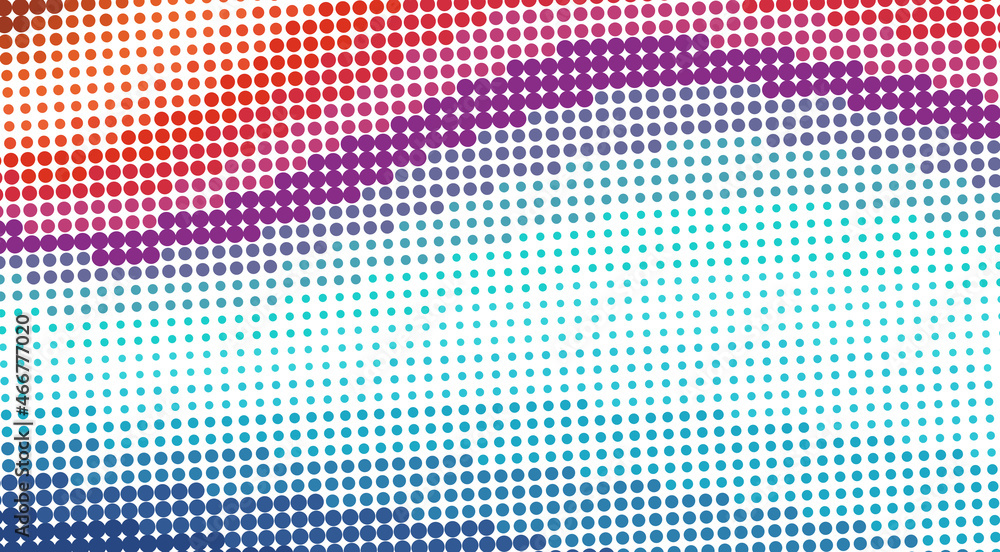 Fototapete Multicolor background with varicolored waves. Pattern with halftone effect