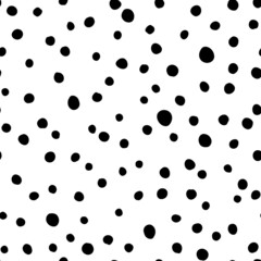 Irregular polka dot seamless repeat pattern. Random placed, vector spots all over surface print on white background.