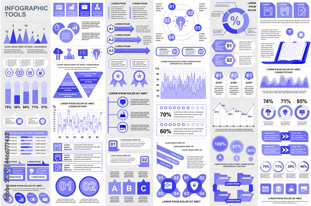 Fototapete bundle infographic elements data visualization vector design template. mega set. can be used for ste