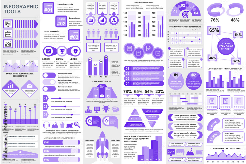 Leinwandbilder bundle infographic elements data visualization vector design template. mega set. can be used for ste