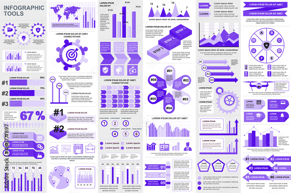 Fototapete bundle infographic elements data visualization vector design template. mega set. can be used for ste