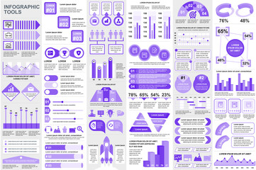 Bundle infographic elements data visualization vector design template. Mega set. Can be used for steps, business processes, workflow, diagram, flowchart concept, timeline, icons, info graphics.