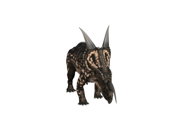 Einiosaurus in different angles and poses rendered on white background, 3D rendering illustration.