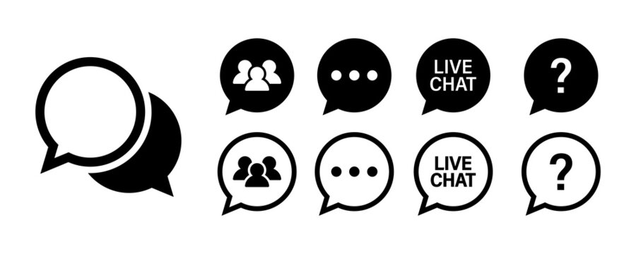 Chat message icon collection. Chat speech bubble vector signs. Chat message elements templates. Stock vector