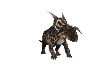 Einiosaurus in different angles and poses rendered on white background, 3D rendering illustration.
