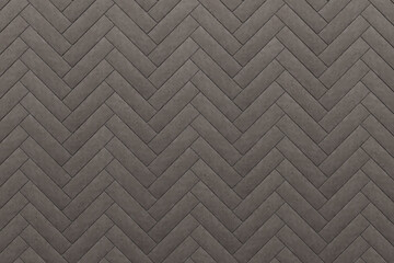 Soft convex wall panels, in grey skin. Herringbone shape. High quality seamless realistic texture, 3d rendering