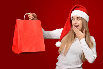 christmas shopping woman with bags