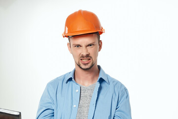 man in construction uniform blueprints builder Working profession