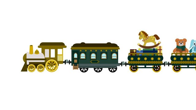 Christmas or Birthday toy train cartoon video animation