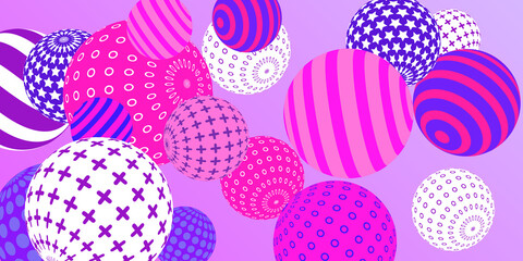 Retro 3d illustration abstract balls, great design for any purposes.  Modern poster for cover design.  Vector technology background.  Abstract bright wallpaper. 3d geometric shape  illustration.