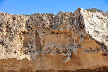 Fototapeta premium The long-dried White River forms a secluded beach on the west coast of Cyprus. When there are no bathers, mountain goats and lizards live here. 