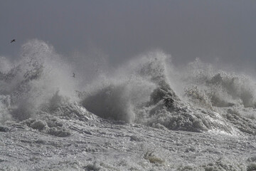 Sea cliffs in a stormy day
