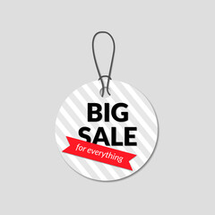 Big Sale Round Hanging Tag. Sale Badge. Vector illustration